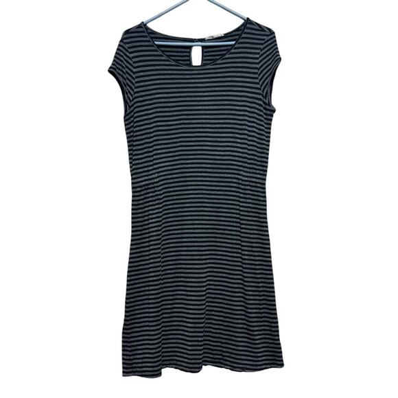 41 Hawthorn Dresses & Skirts - 41 Hawthorn Dress M Black Gray Stripe Sleeveless Keyhole Back Stitch Fix
